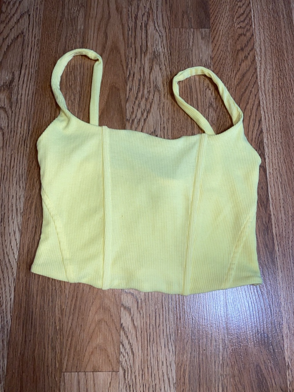 Love Tree Yellow Ribbed Crop Cami